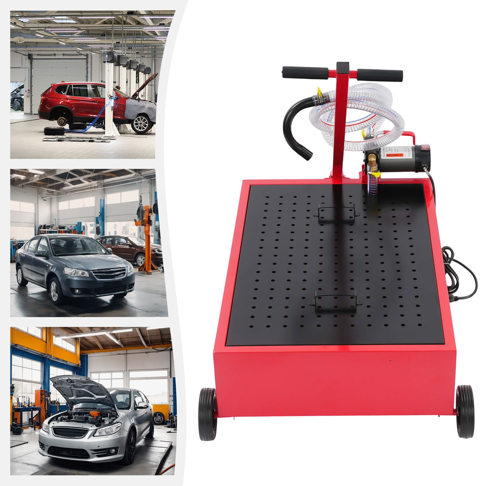 Low Profile Oil Drain Pan 20 Gallon Oil Drain Pan w/ Electric Oil Pump 8ft 120W for Buses, Cars, SUVs