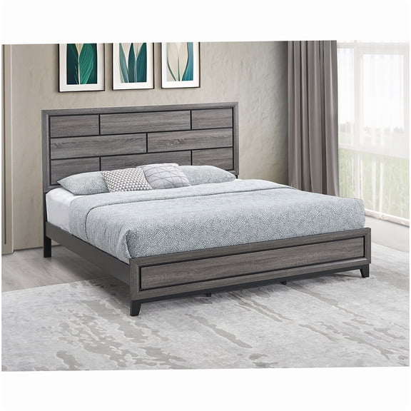 Low Profile Platform Bed Frame Queen, Upholstered Headboard, Noise Free Wooden Bed Frame, No Box Spring Needed