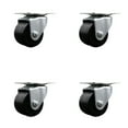 thumbnail image 1 of Low Profile Polyolefin 2-1/2 Inch Wheel Top Plate Swivel Caster Set SCC, 1 of 2
