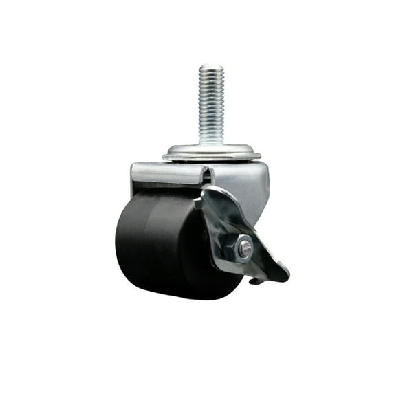 Low Profile Polyolefin 2 Inch Wheel 1/2 Inch Threaded Stem Caster with Brake SCC