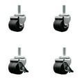 thumbnail image 1 of Low Profile Polyolefin 2 Inch Wheel ½” Threaded Stem Caster Set with 2 Brakes, 1 of 2