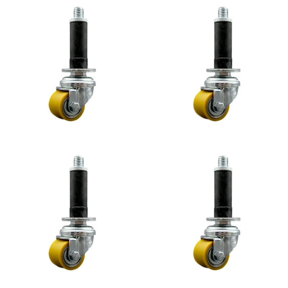 Low Profile Polyurethane 35mm Wheel 7/8 Inch Expanding Stem Caster Set of 4