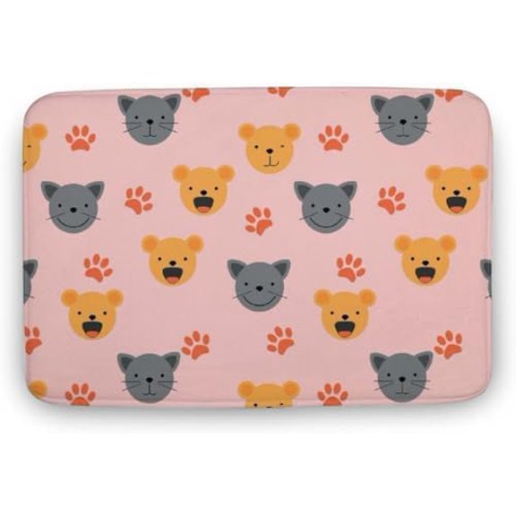 Low-Profile Print Style 16x24 Inch Bathroom Doormats Cute Animal Faces Entrance Indoor Non - Slip Front Bath Absorbent Mats