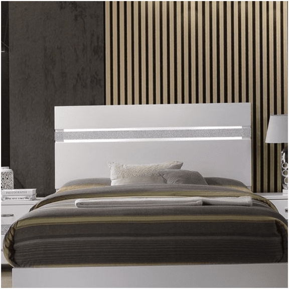 Low Profile Queen Bed Frame with Modern Acrylic Headboard, Sturdy Platform Base, Chrome Legs, No Box Spring Needed