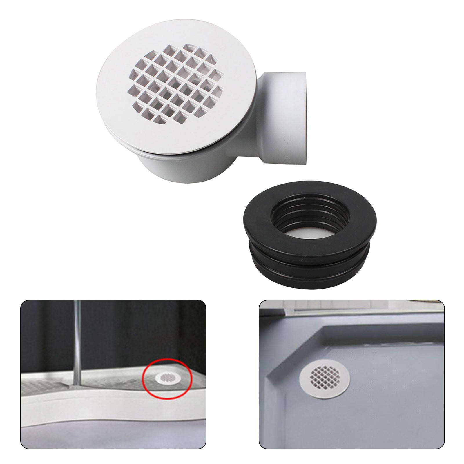 Low Profile Shower Drain, 1.5" Side Outlet Drain Assembly