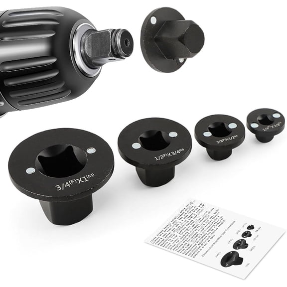 Low Profile Socket Adapter Set, 4 count Insert Ratchet Drive Adapter Kit for Tight Spaces, Includes 3/4" to 1", 1/2" to 3/4", 1/2" to 3/8", 1/4" to 3/8" Drive Size Converters