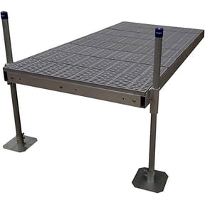 Patriot Docks Low Profile Stationary Dock with Gray Poly Decking, 6’ Pipe Support Kit (10524)