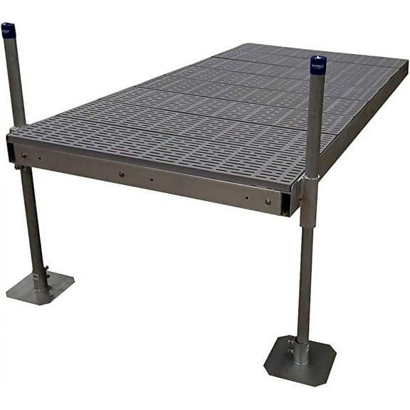 Patriot Docks Low Profile Stationary Dock with Gray Poly Decking, 6’ Pipe Support Kit (10524)