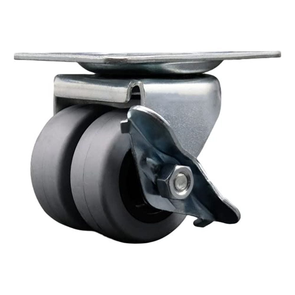 Low Profile Swivel Top Plate Dual Wheel With Brake Inch By