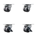 thumbnail image 1 of Low Profile Thermo 2 Inch Dual Wheel Top Plate Swivel Caster Set with 2 Brakes, 1 of 2