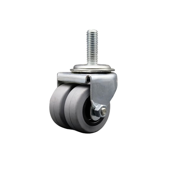 Low Profile Thermoplastic 2 Inch Dual Wheel 1/2 Inch Threaded Stem Caster SCC