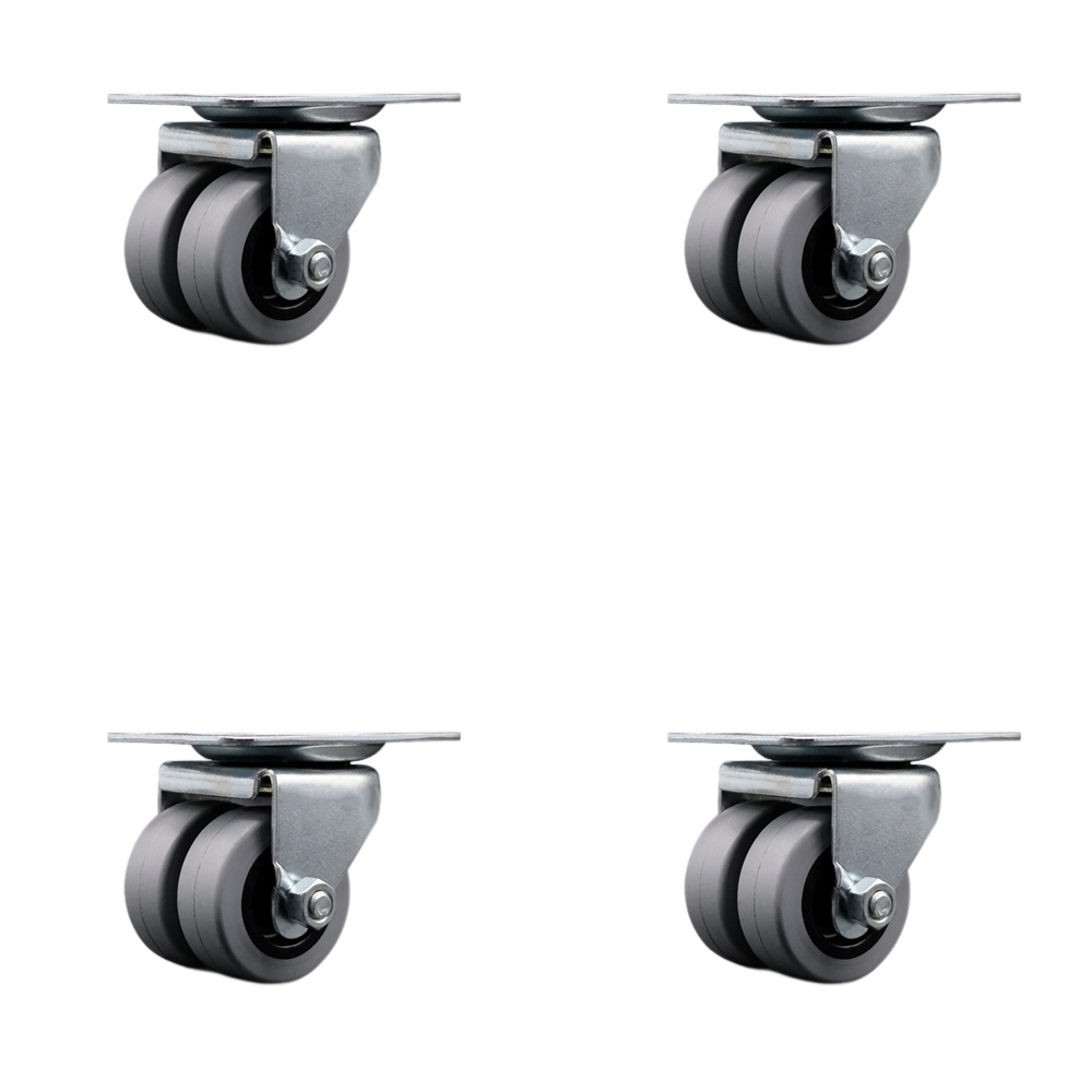 Low Profile Thermoplastic 2 Inch Dual Wheel Top Plate Swivel Caster Set SCC