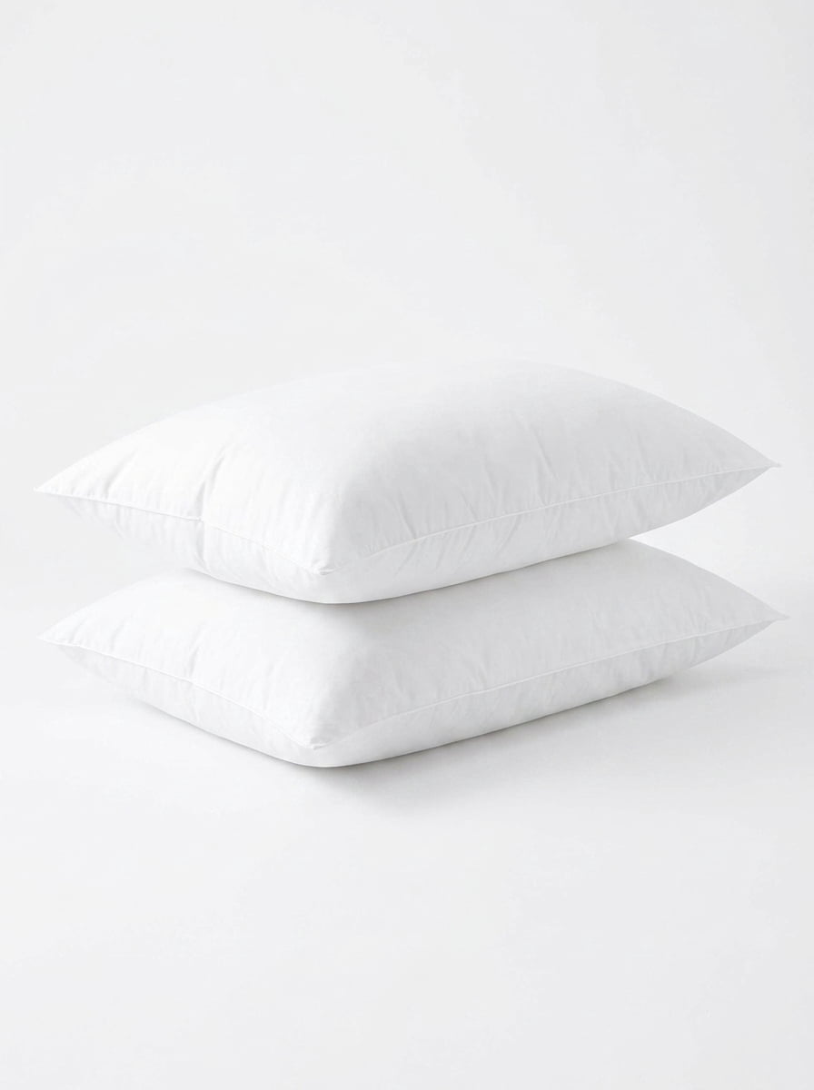 Ultra Thin Flat Bed Pillows Standard Size Set of 2, 20x26 Inch Soft Sleeping Pillows for Back Stomach Sleepers, Machine Washable Skin Friendly, White