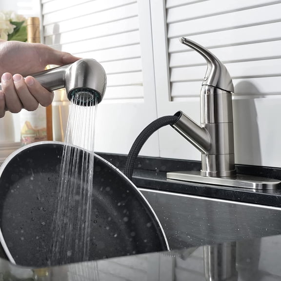 Low Pull Out Kitchen Faucet with Sprayer