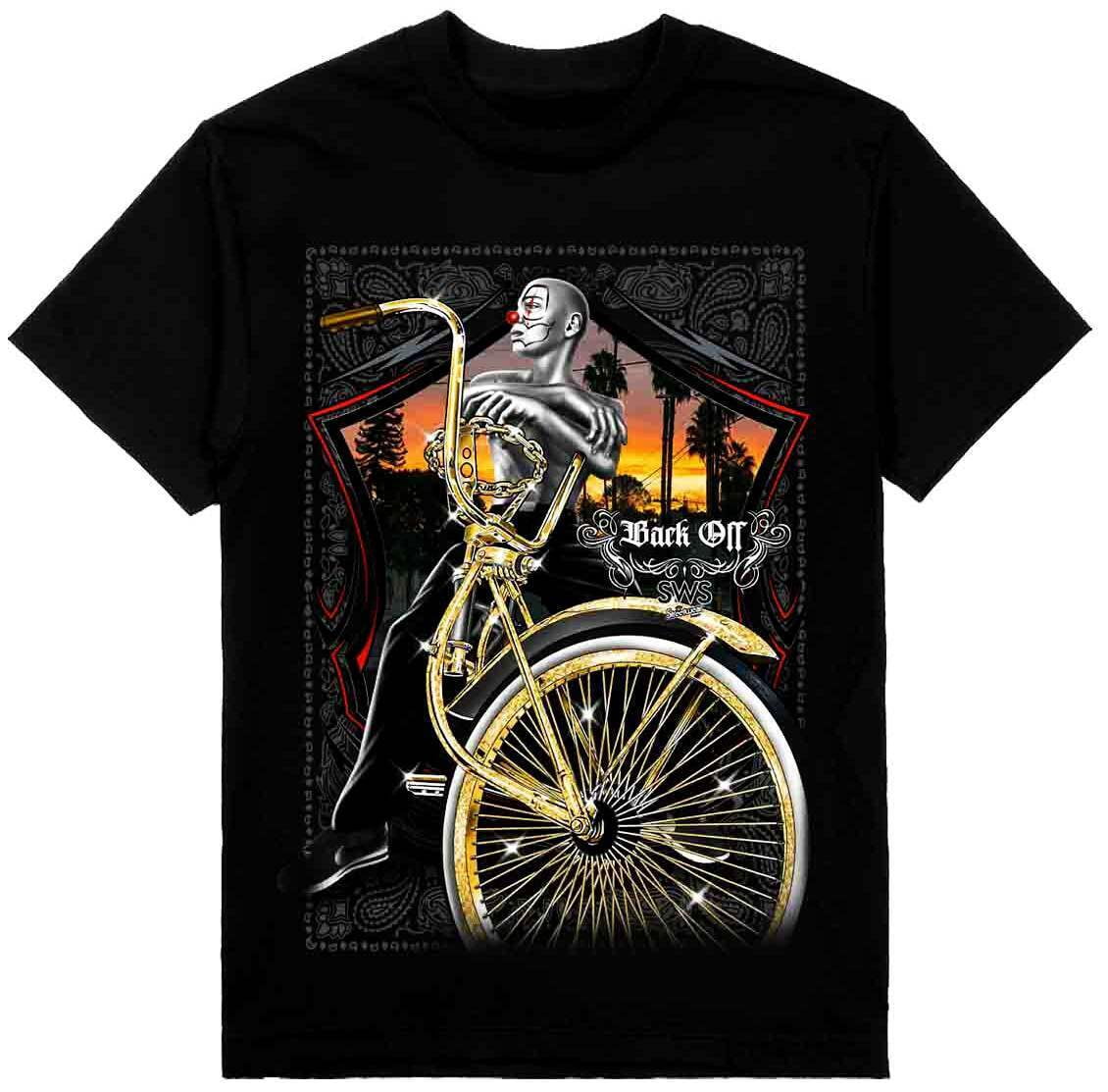 Low Rider Bike Original Gold Spokes Mens Heavyweight TShirt Print On