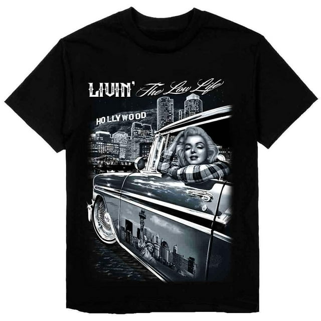 Low Rider Cruising Marilyn Monroe Mens Heavyweight TShirt Print On
