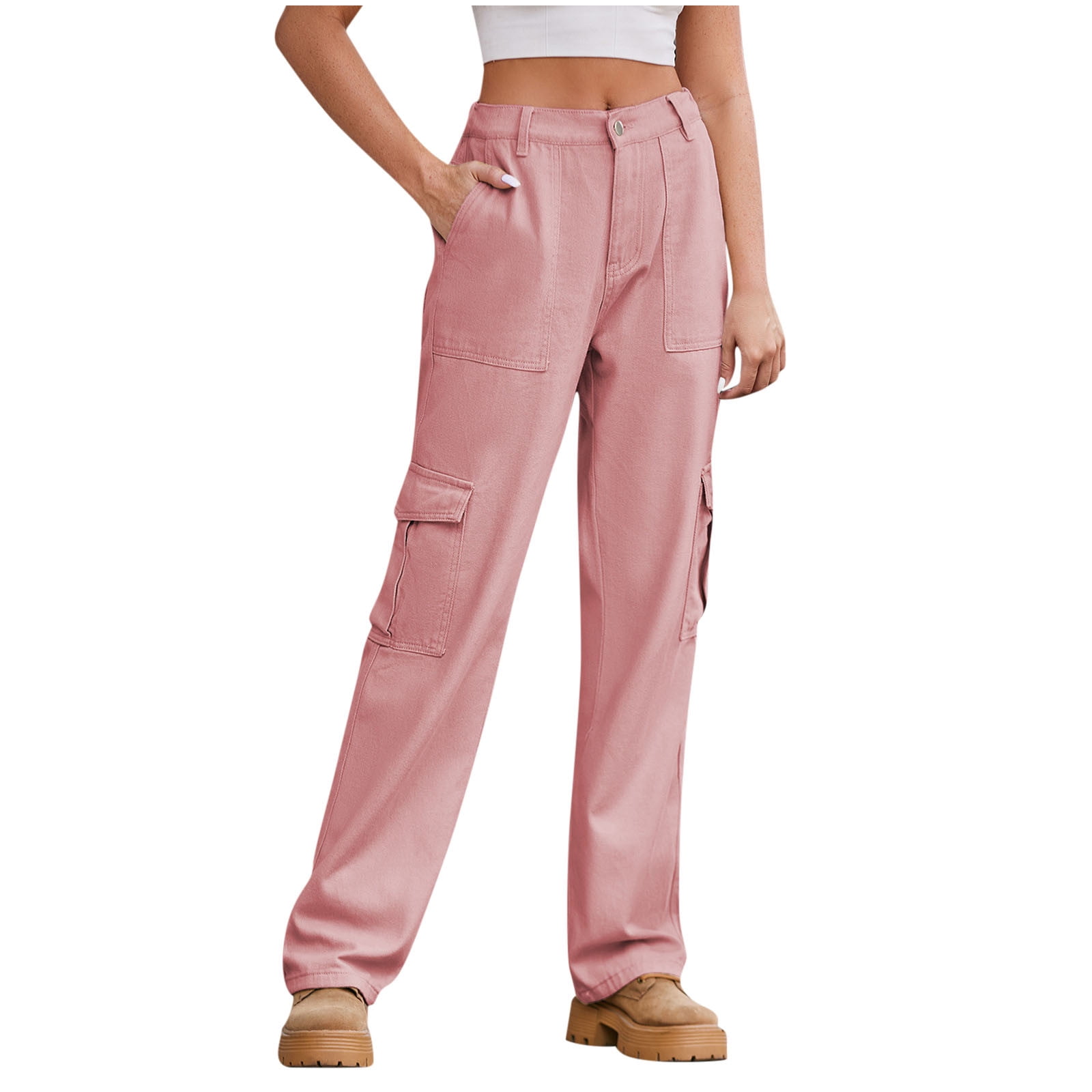 Vaceky Women's Baggy Cargo Jeans - High Waisted Y2K Straight Leg Denim Pants With Pockets - View #6