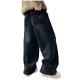 thumbnail image 1 of Low Rise Jeans Bootcut Boys Cargo Jeans Baggy Straight Leg Denim Pants Elastic Waist with 6 Pockets Kids Size 8/9/10/11/12, 1 of 6