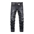 thumbnail image 1 of Low Rise Jeans Tween Boys Jeans Retro Distressed Washed Ripped Frayed Stretch Blue Zipper Fly Denim Pants, 1 of 7