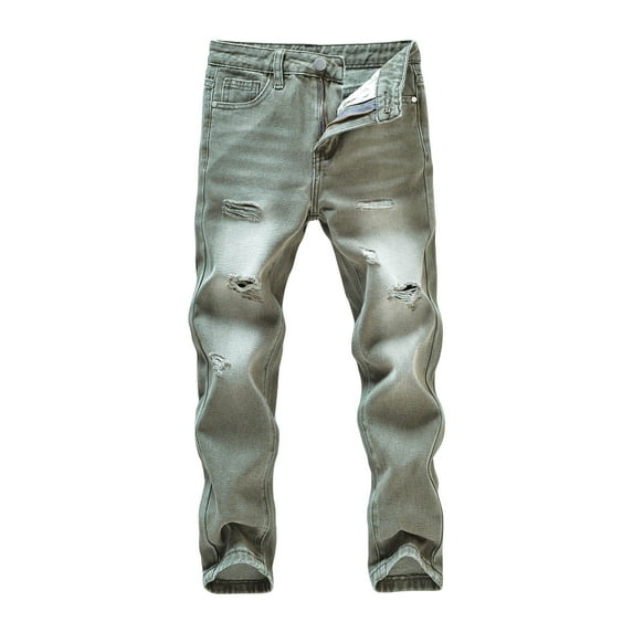Low Rise Jeans Tween Boys Skinny Jeans Zipper Fly Slim Fit Distressed Ripped Frayed Black Denim Pants with Pockets