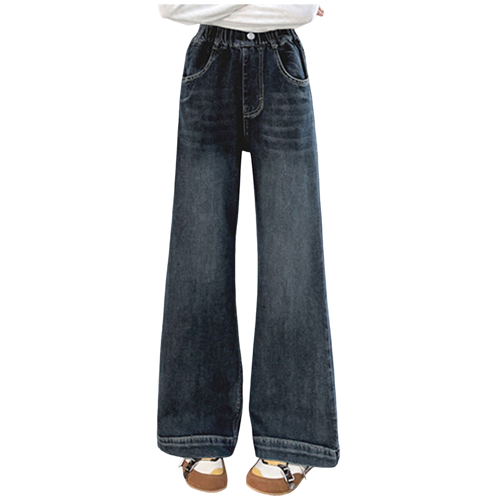 Low Rise Jeans Y2K Baggy Jeans for Girls - Wide Leg Teen Girls Cute Bow