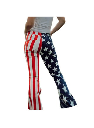 Womens Low Rise Skinny Jeans Stretchy Button Fly American Flag