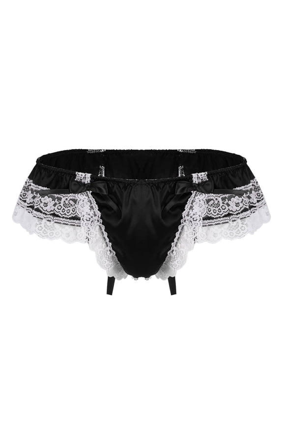 Low Rise Lace Butt Lifting Mens G String Thong Lingerie for Women Black L