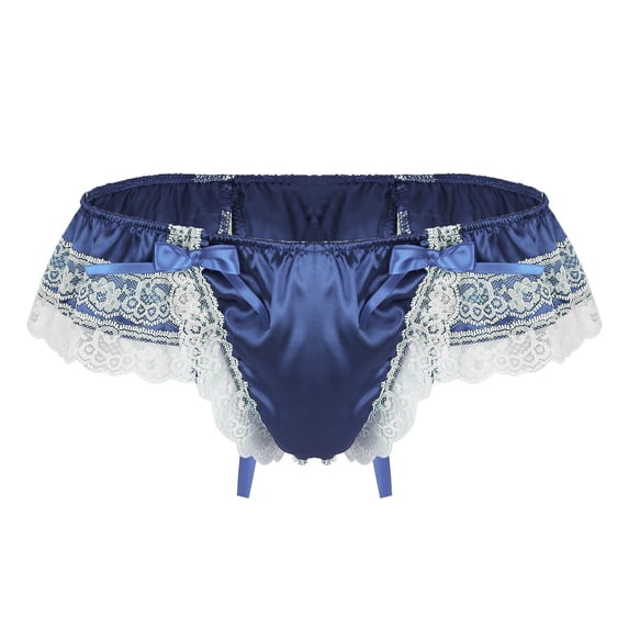 Low Rise Lace Butt Lifting Mens G String Thong Lingerie for Women Blue L