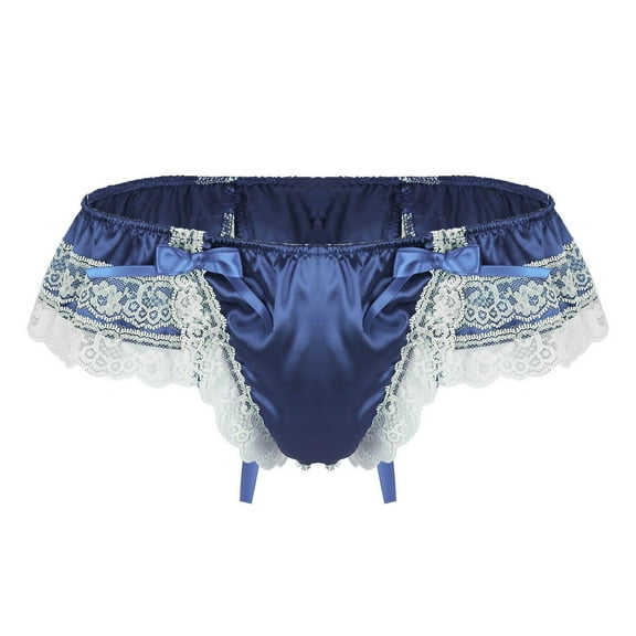 Low Rise Lace Butt Lifting Mens G String Thong Lingerie for Women Blue Xl