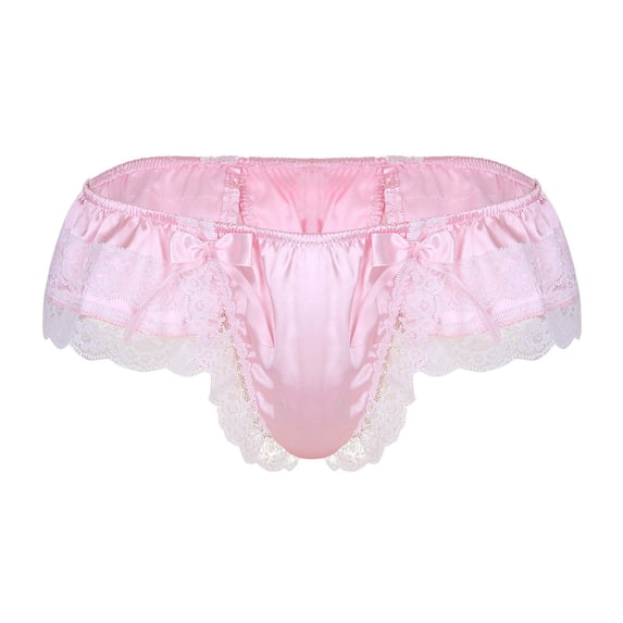 Low Rise Lace Butt Lifting Mens G String Thong Lingerie for Women Pink L