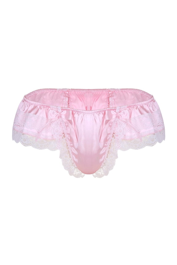 Low Rise Lace Butt Lifting Mens G String Thong Lingerie for Women Pink M