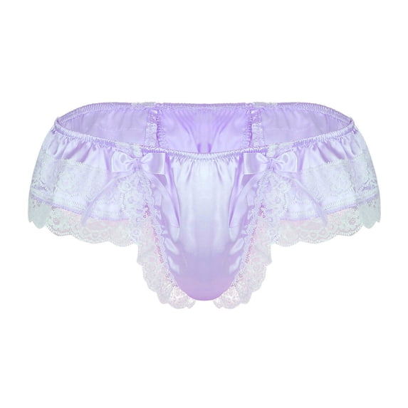 Low Rise Lace Butt Lifting Mens G String Thong Lingerie for Women Purple L