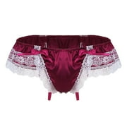 Low Rise Lace Butt Lifting Mens G String Thong Lingerie for Women Red L
