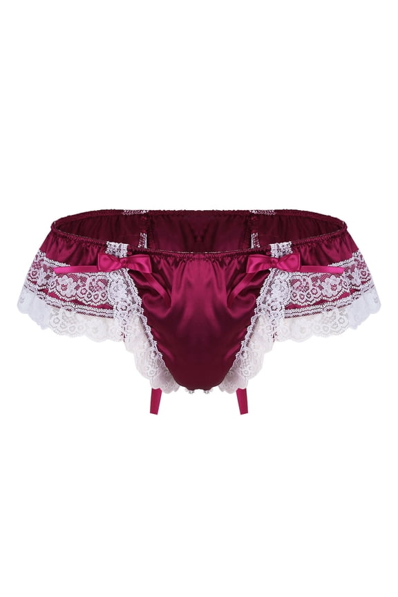 Low Rise Lace Butt Lifting Mens G String Thong Lingerie for Women Red M