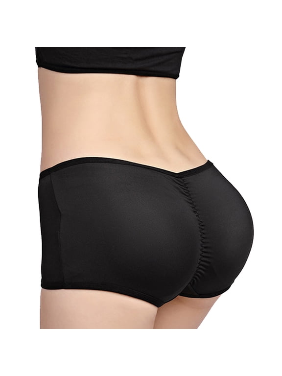 Low-Rise Lift the Hip Back Butt Booster Padded Panties, Removable foam pads, Hip Enhancer Shaper Underwear-L-Black