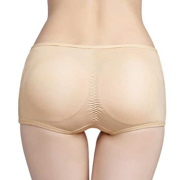 Low-Rise Lift the Hip Back Butt Booster Padded Panties - Removable foam pads-M-Beige