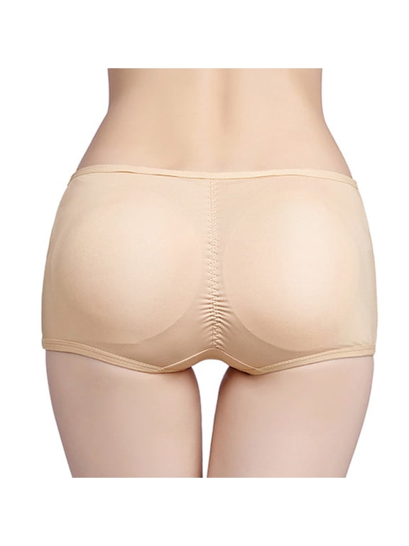 Low-Rise Lift the Hip Back Butt Booster Padded Panties - Removable foam pads-M-Beige