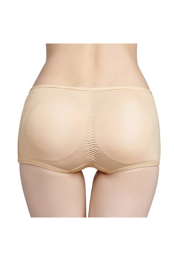Low-Rise Lift the Hip Back Butt Booster Padded Panties - Removable foam pads-M-Beige
