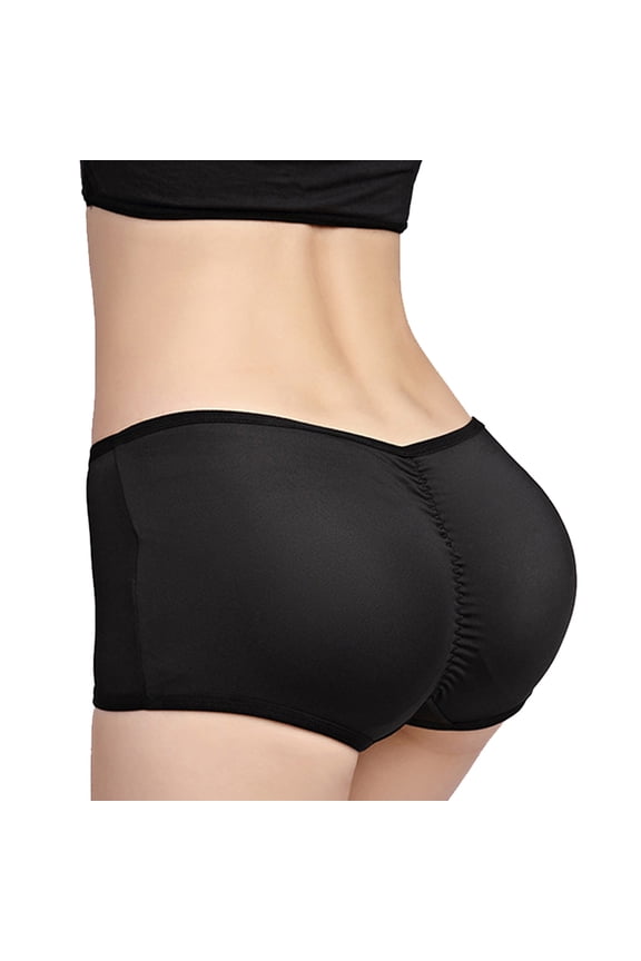 Low-Rise Lift the Hip Back Butt Booster Padded Panties - Removable foam pads-XL-Black