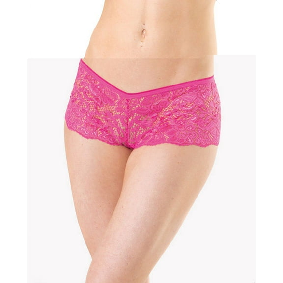 Low Rise Stretch Scallop Lace Booty Short Hot Pink Xl