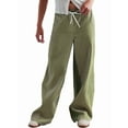 thumbnail image 1 of Low Rise Striped Pants for Women Pull on Drawstring Boho Wide Leg Jeans Trendy 2025 Green M, 1 of 9