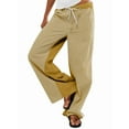 thumbnail image 1 of Low Rise Striped Pants for Women Pull on Drawstring Boho Wide Leg Jeans Trendy 2025 Yellow M, 1 of 9