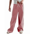 thumbnail image 1 of Low Rise Striped Pants for Women Pull on Drawstring Boho Wide Leg Pants Red M, 1 of 10