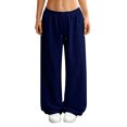 thumbnail image 1 of Low Rise Sweatpants for Women Baggy Wide Leg Lounge Sweatpants Comfort Soft Straight Leg Track Pants Athletic Joggers Navy L, 1 of 6