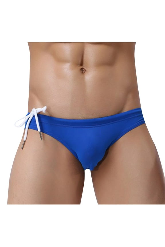 Low Rise Swim Trunks for Men Drawstring Bikini Swimwear Briefs Shorts Mens Trendy Solid Stretchy Slim High Cut Beach Swimming Bottoms Short