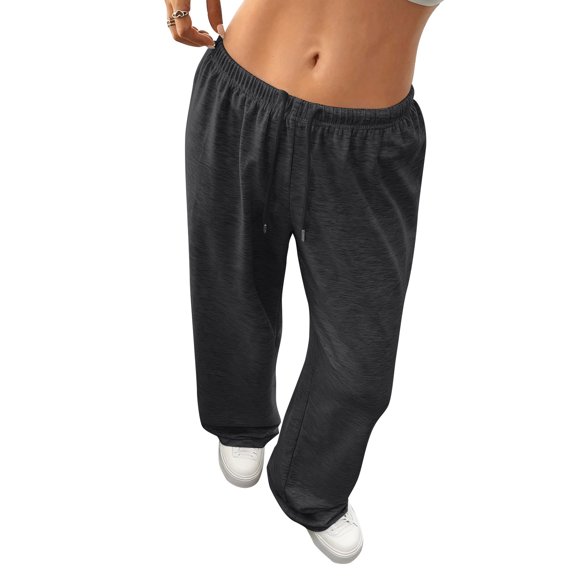 Low Rise Wide Leg Sweatpants Women Baggy Athletic Sweat Pants Lounge Comfy Womens Jogger Sweatpants Dark Gray M