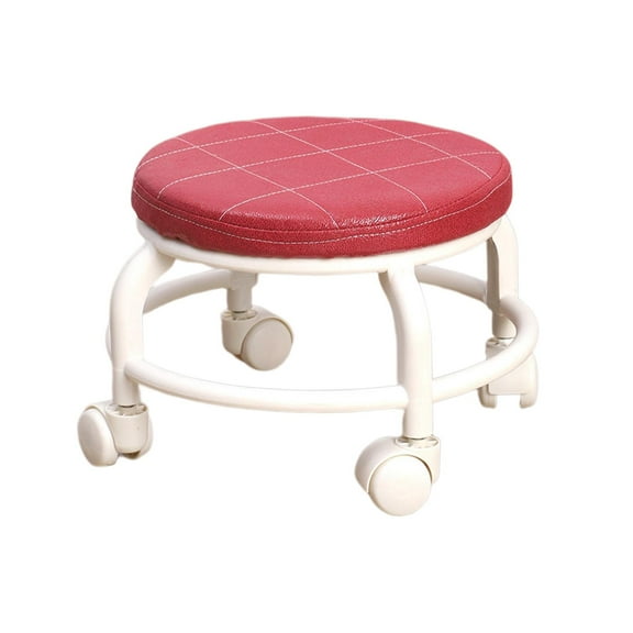 Low Roller Seat Stool Pedicure Stool Portable Universal Swivel Casters Low Height Rolling Stool Swivel Chair for Kids and Adult Library Shop Red