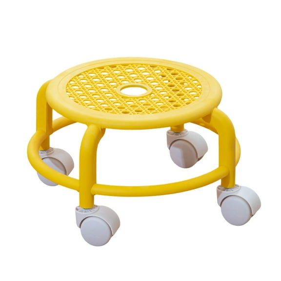 Low Roller Seat Stools On Wheels Chair Rolling Scoot Stool Comfortable Heavy Duty Sturdy 360 Degree Rotating Low To Ground - Yellow