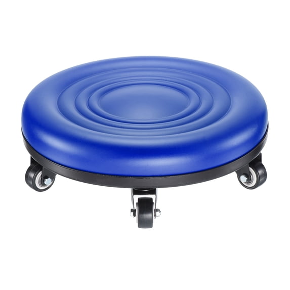Low Roller Seat Wheel Stool Chair PU Leather Rolling Stool Seats for Home Office Fitness (Blue)