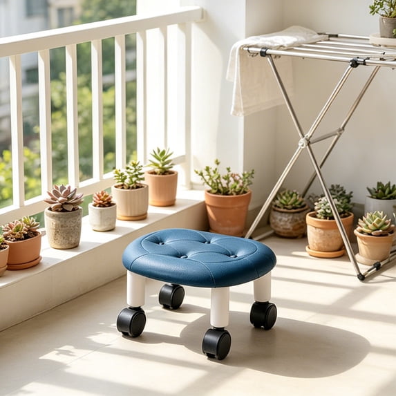 Low Rolling Stool with 360°Swivel Wheels for Cleaning Kitchen Floor Lower Cabinets Baseboards, Packing and Playing Drawing